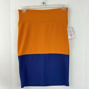 LuLaRoe Cassie Straight Stretchy  Pencil Skirt M NWT  Yellow Blue Color block